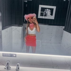 White silver metallic fur sequin club rave top NWT